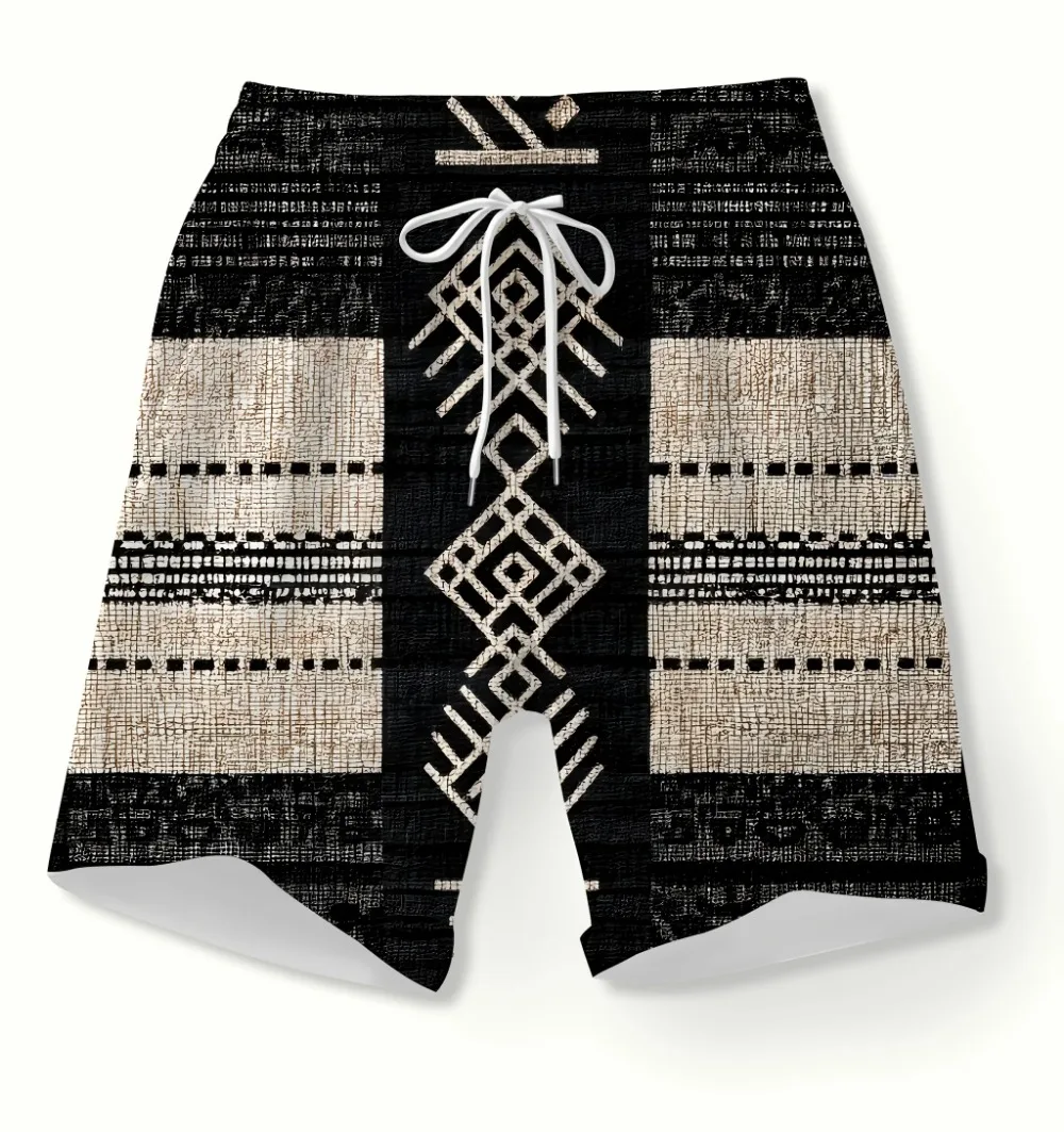 Tribal Ethnic Totem Style 3D Print Breatha Quick-dry Men Large-size Short Pants Outdoor Hip-hop Casual Beach Parent-Child Shorts