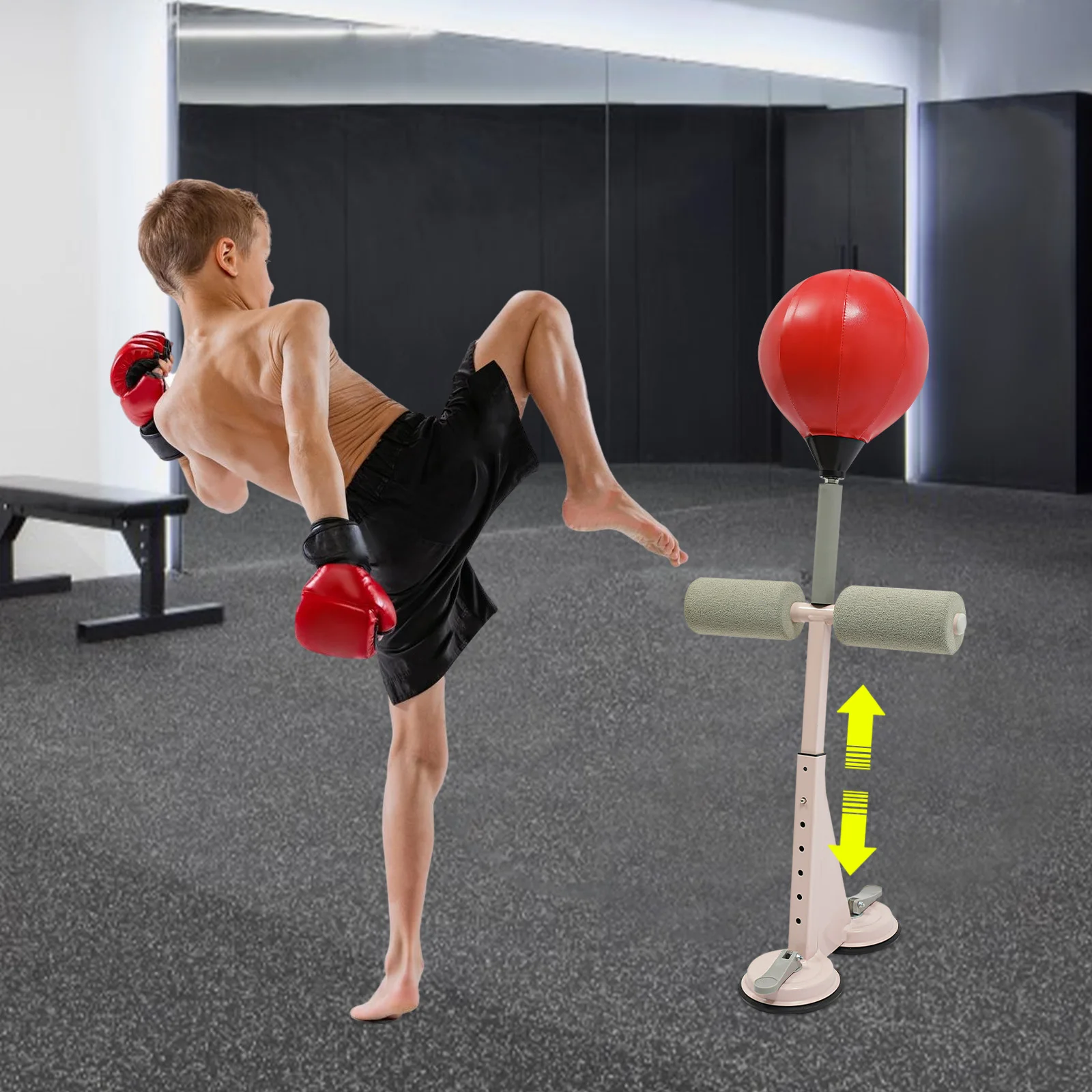 حقيبة ملاكمة بارتفاع قابلة للتعديل مع حقيبة سرعة حامل لتدريب معدات الملاكمة للمراهقين والكبار