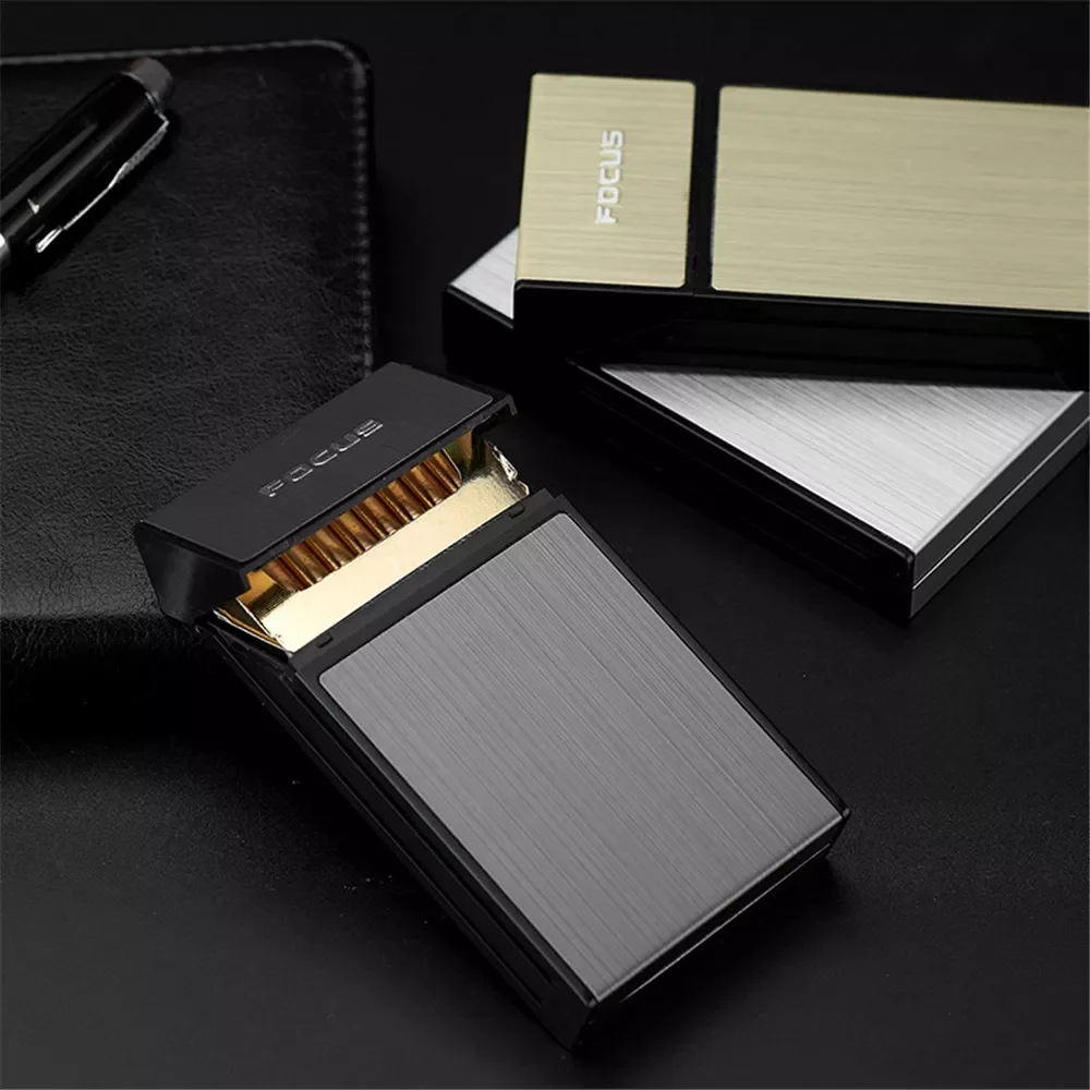 

Metal Cigarette Case, Cigar Tobacco Holder, Pocket Box for Slim Cigarette Accessories, Gadget, 20Pcs Capacity