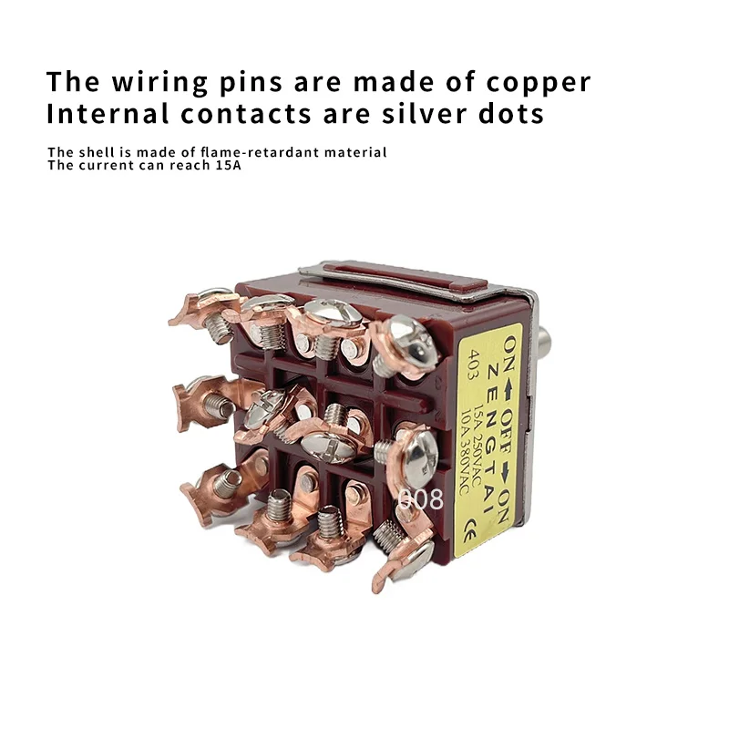 1PCS E-TEN 403 402 10A/380VAC 15A/250VAC 3 Position 4PDT ON/OFF/ON 12 Pin Toggle Switch  Silver Contact Copper Pin