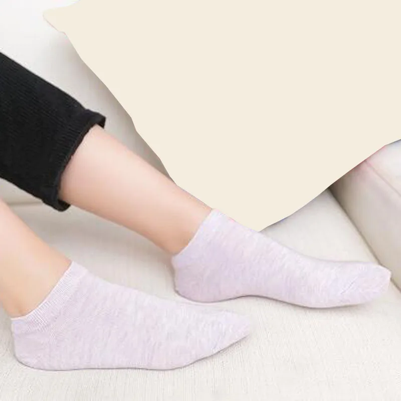 Lot de 5 paires de chaussettes fines pour femmes, couleur unie, décontractées, été