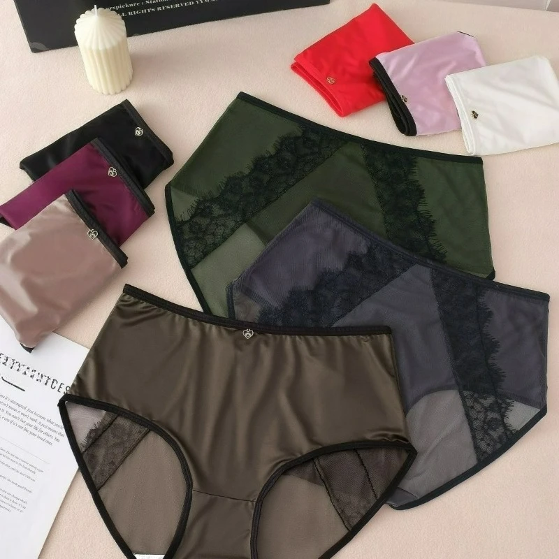 

Дышащее сексуальное модное кружевное женское нижнее белье, женские шорты размера плюс, осень 2026, новые треугольные брюки со средней талией и вырезами