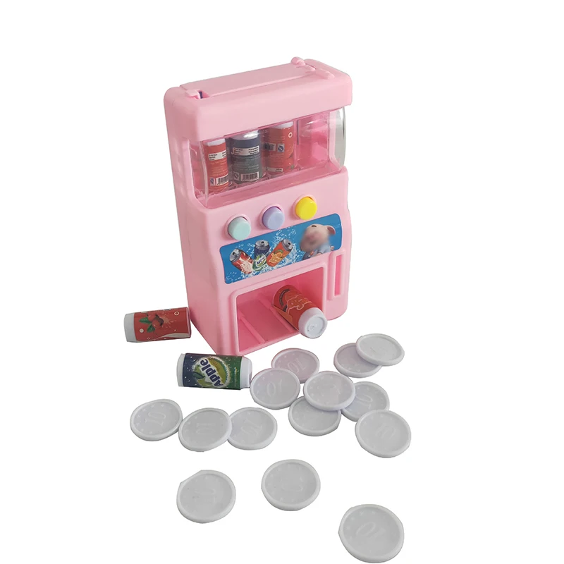 Children's Simulation Funny Mini Coin Operated Drink Vending Machine Drinking Machine Children's Play House Toys Birthday Gifts