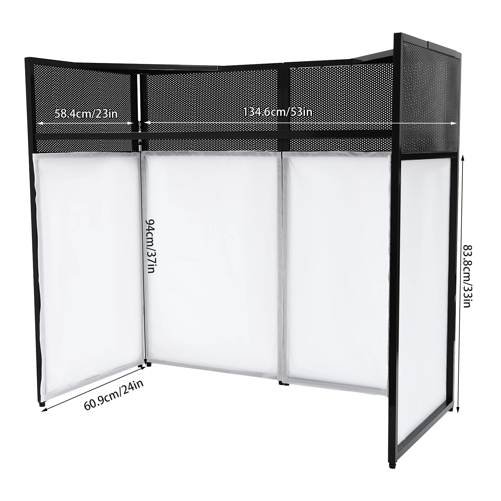 DJ Event Facade Black Scrim Metal Frame Booth Portable Dj Booth Table Convenient Cable Hole for Rock Concerts, Event Podiums