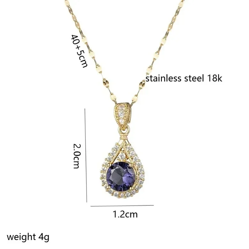 

95272025newA light luxury and luxurious female collarbone chain with slightly set purple zircon water droplets