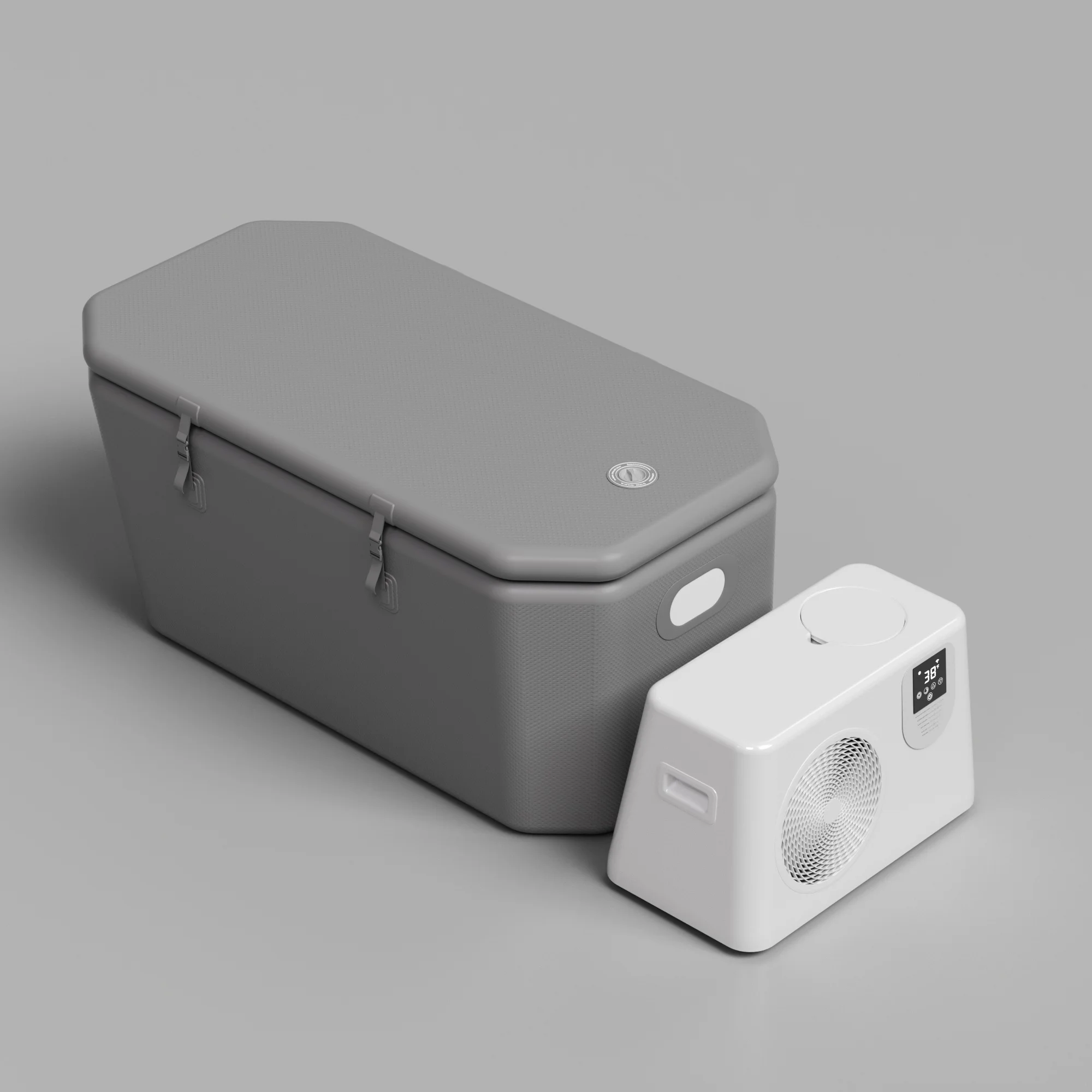 

Easy-set 1hp Ozone Cooling Ultra Water Chiller With Inflatable Slant Ice Bathtub Wifi-Control Logo Printed Cold Plunge Set