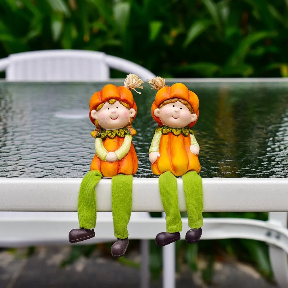 Ceramic Harvest Scarecrow Figurine, Pumpkin Fall Desk Decor, Kawaii Thanksgiving Ornament, Kindergarten Garden Craft Decoration