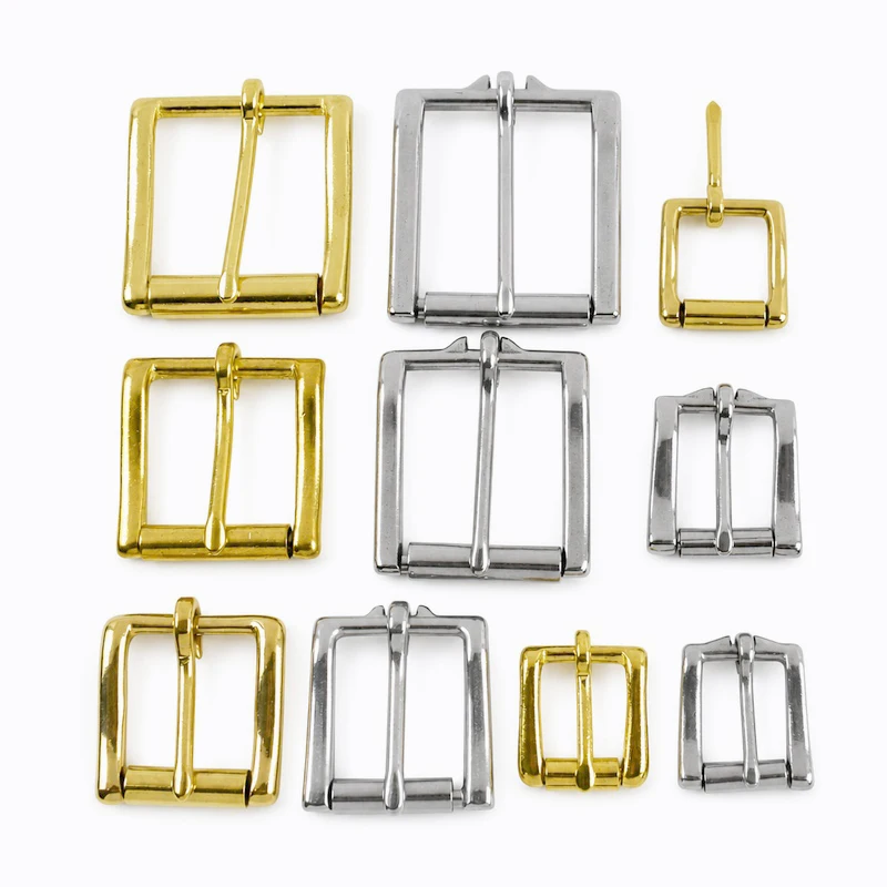1Pc/2Pcs Stainless Steel/Brass Buckles for Men 13-38mm Belt Buckle Single Pin Heel Bar Clasp Bag Strap Webbing Adjuster Hook