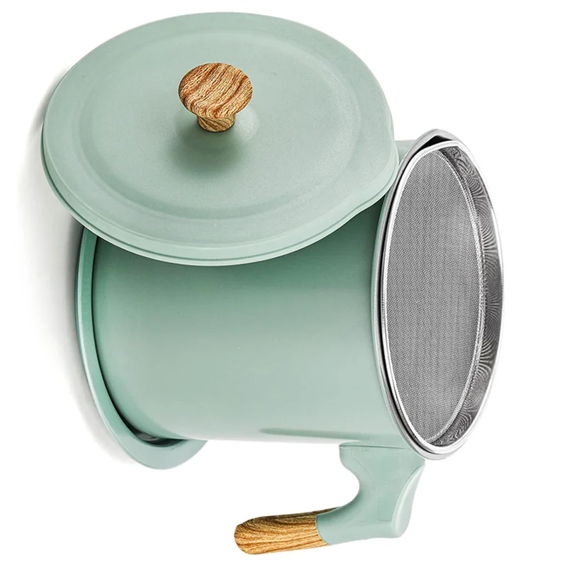 

A27F-Bacon Grease Container With Strainer 1.4L Cooking Oil Storage Pot Stainless Steel Oil Filter Pot