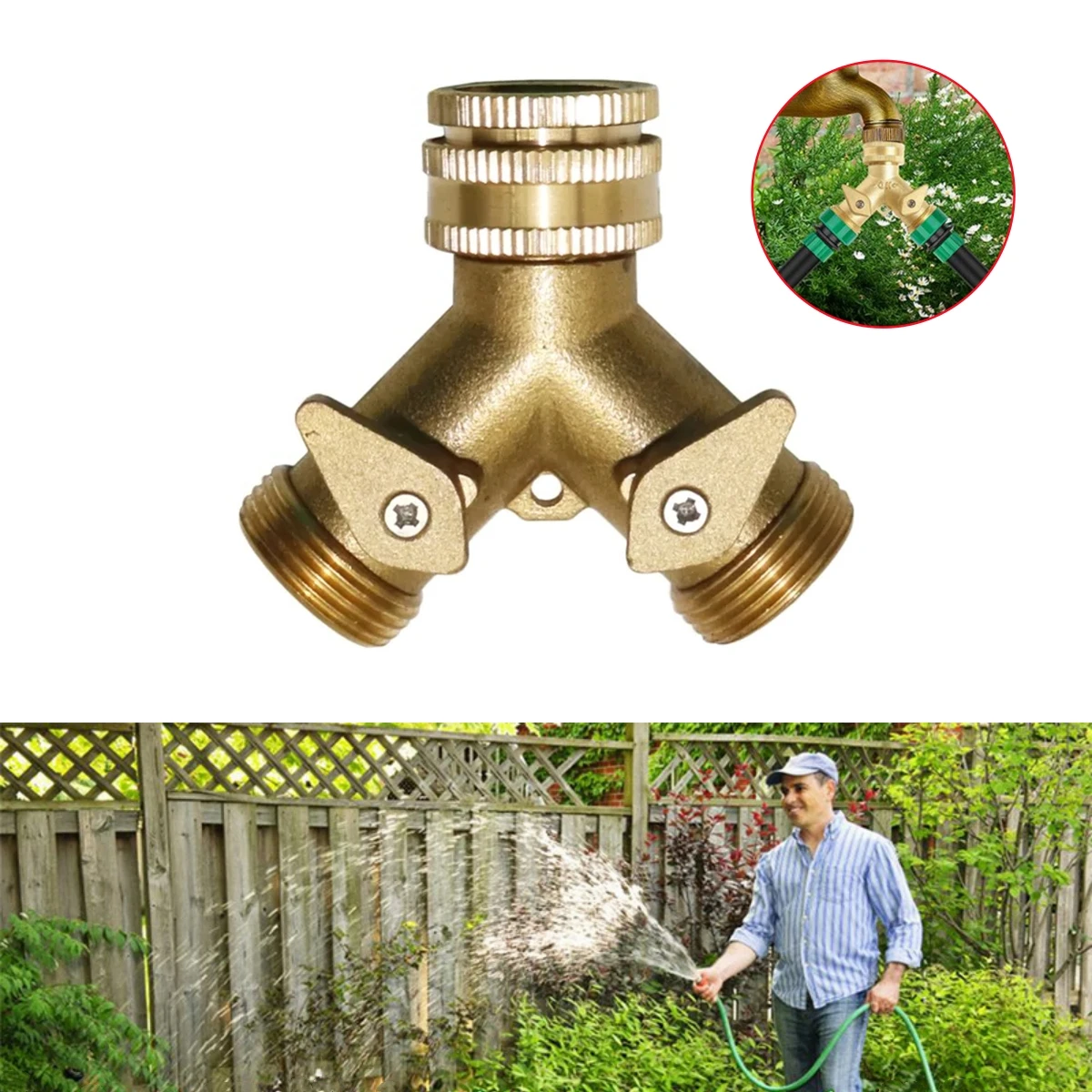 Copper Dual Control Y-Shaped Water Splitter Valve 1/2