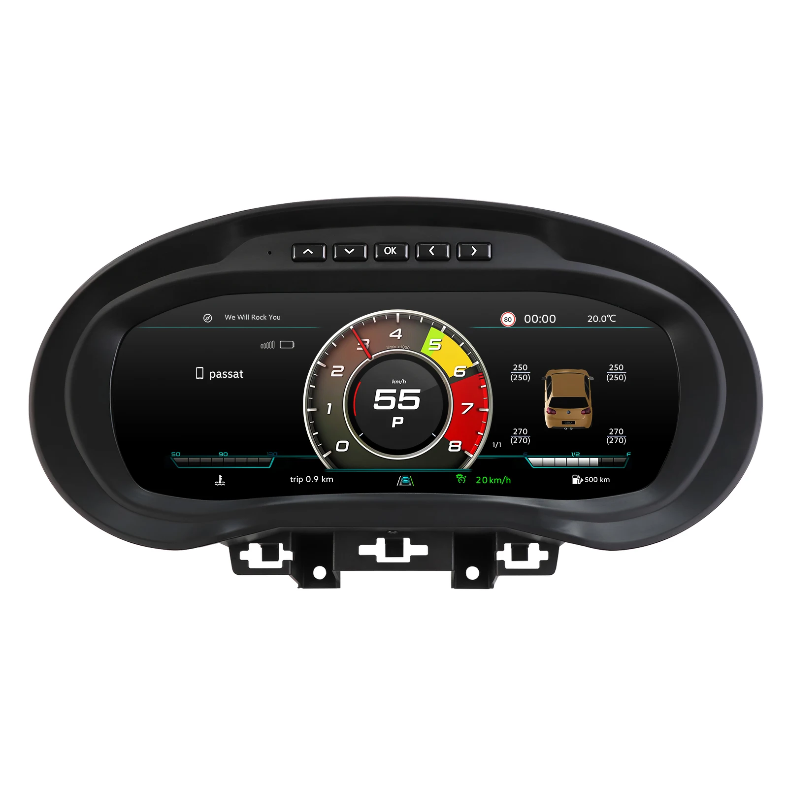 10,25 inch digitaal dashboardpaneel voor Volkswagen POLO MK5 2009-2017 en Volkswagen Amarok 2010-2016, inclusief instrumentenclusterdisplay.