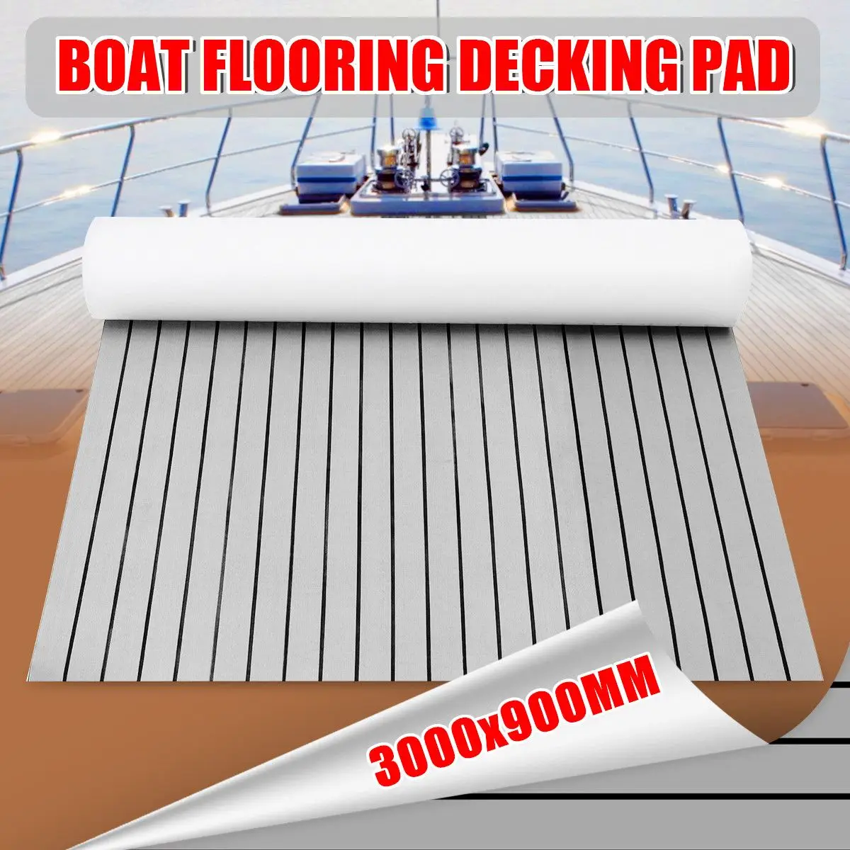 3000x900x6mm Self-Adhesive EVA Foam Boat Yacht RV Caravan Marine Flooring Faux Teak Boat Decking Sheet Floor Decor Mat