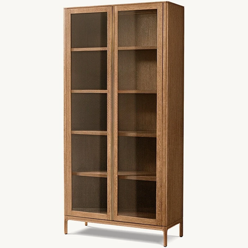 

Rural solid wood bookcase High cabinet Light luxury High retro style Designer locker Single cabinet