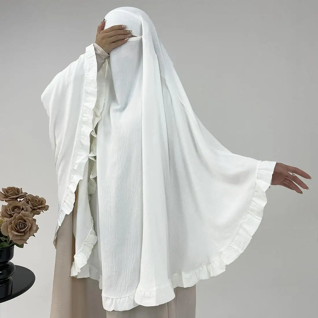 

Мусульманский химар, платок с рюшами, женская молитвенная одежда, хиджаб, тюрбан, платок, мгновенный шарф, никаб, Nikab Femme, головной убор Musulmane