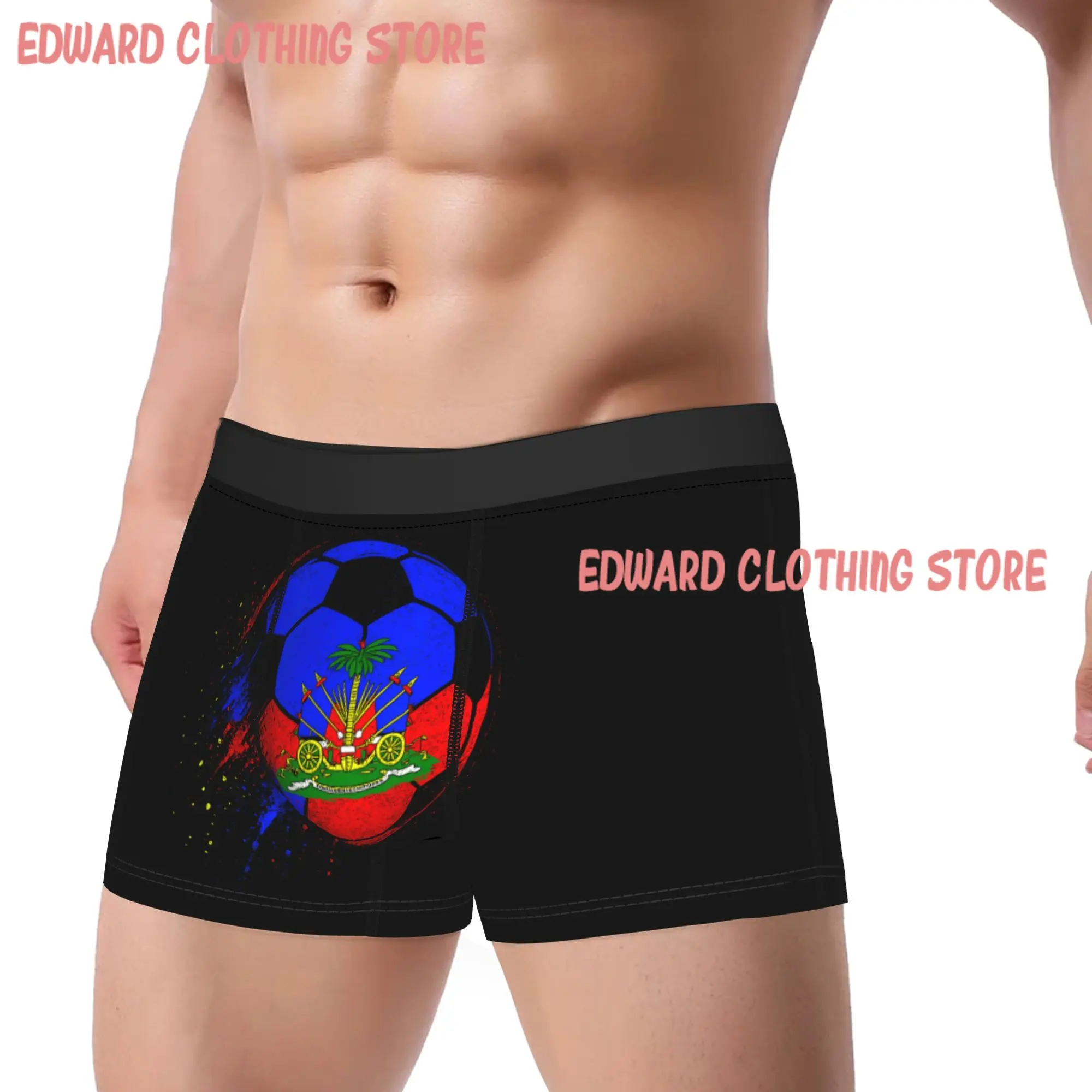 Haiti Ball Haitian Flag Pride Trunk  Pouch Underwear High Quality Custom Boxer Brief Breathable Male Underpants Plus Size