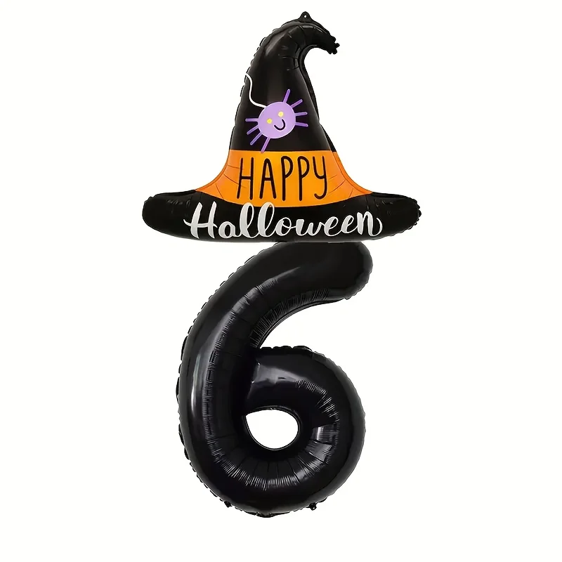 Halloween Schwarzer Hexenhut-Ballon mit 32-Zoll Schwarzen Zahlenballons Halloween-Themen Geburtstagsdekoration Hintergrundballons – Detail 8