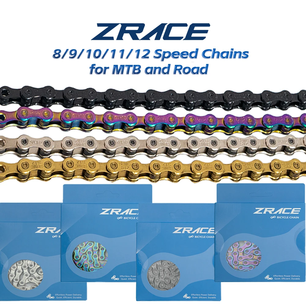 Image of ZRACE 8 9 10 11 12-Gang-Fahrradkette MTB Mountain Road Fahrrad, 114/120/126 l, OEM von SUMC, neonähnlich, Silber, Schwarz, Gold