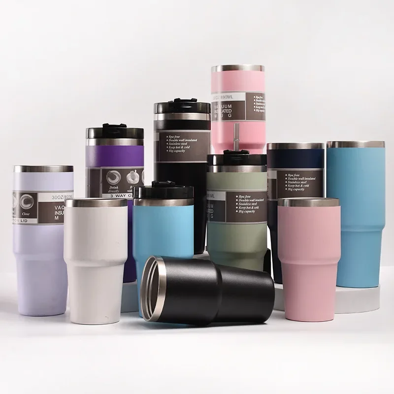 304 Stainless Steel Thermos Cup Double-layer Vacuum with Straw Bingba Cup Outdoor Portable Car Cup
