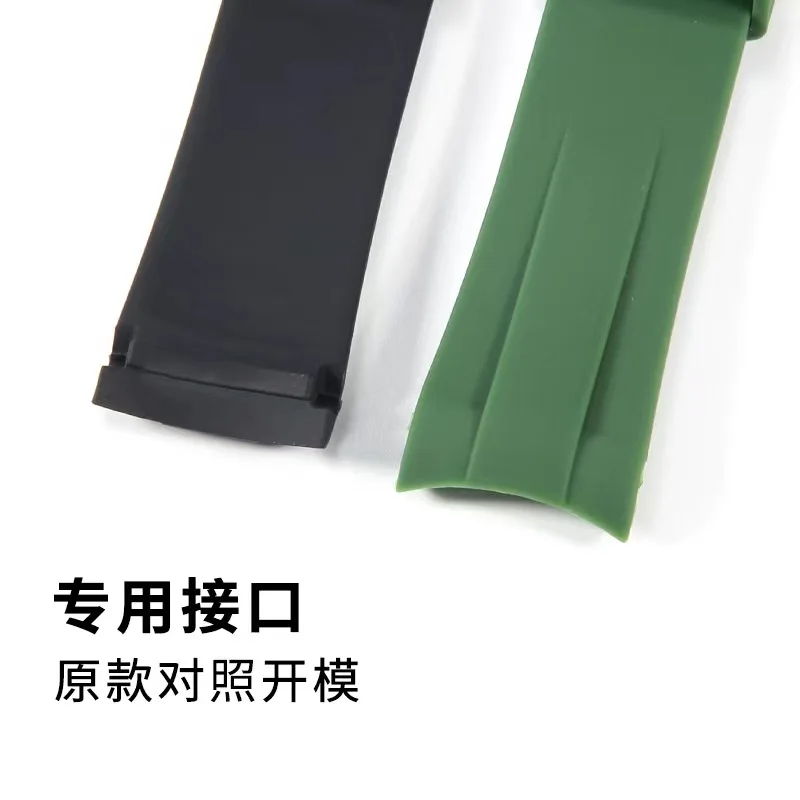 Suitable for  watch strap black t strap 20mm arc mouth silicone strap male image 5