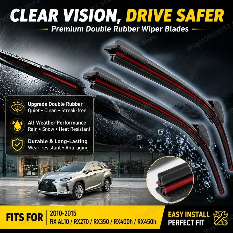 

For Lexus RX AL10 RX270 RX350 RX400h RX450h 2010-2015 Front Windshield Wiper Blades Dual Rubber All Weather Heavy Duty Quiet
