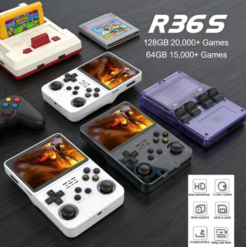 

ARKOS R36S Retro Handheld Game Console Linux System 3.5-inch IPS Screen Video Player 64GB/128GB Portable Handheld Game Console