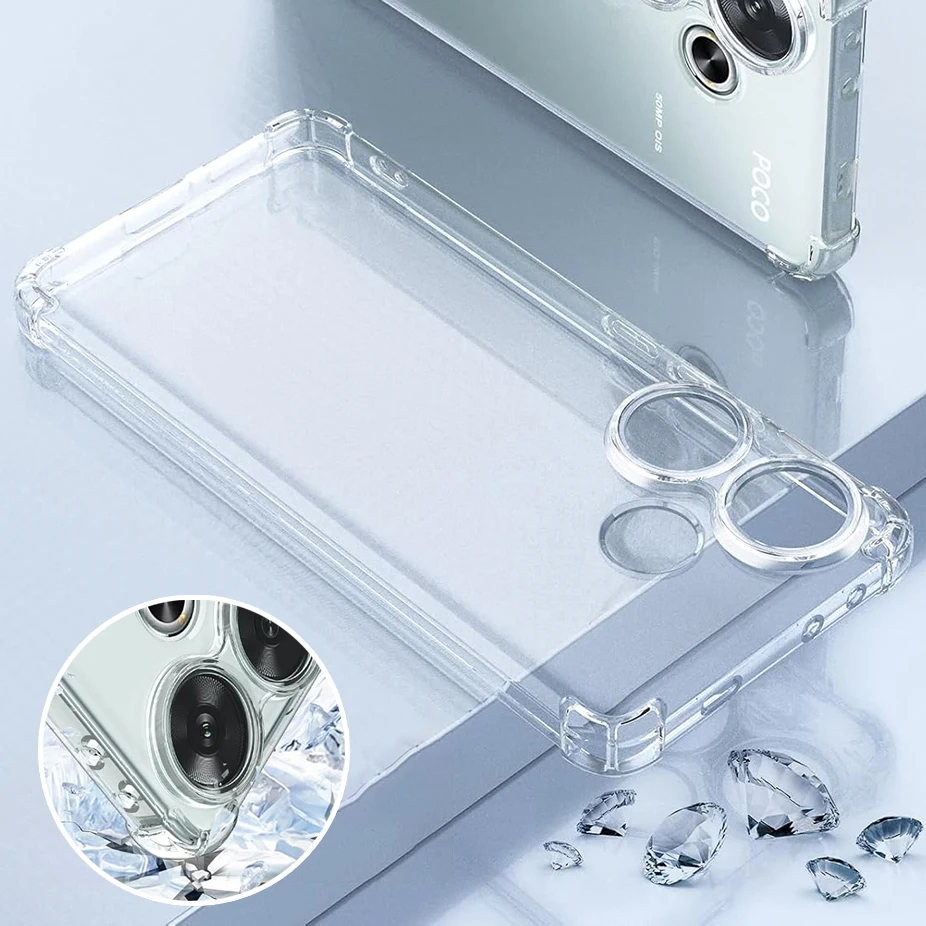 Shockproof Clear Silicone Soft Case For Xiaomi Poco F6 F5 X6 X5 X4 X3 F2 Pro F3 F4 Transparent Ultra-Thin Back Shell Slim Cover