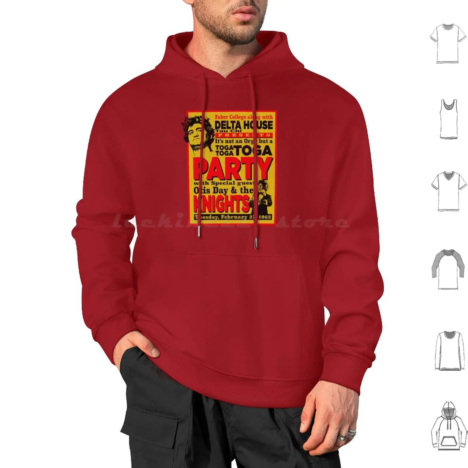 Sudadera con capucha Delta House Flyer de Animal House, manga larga, humor universitario, fraternidad, John Belushi Knights Toga