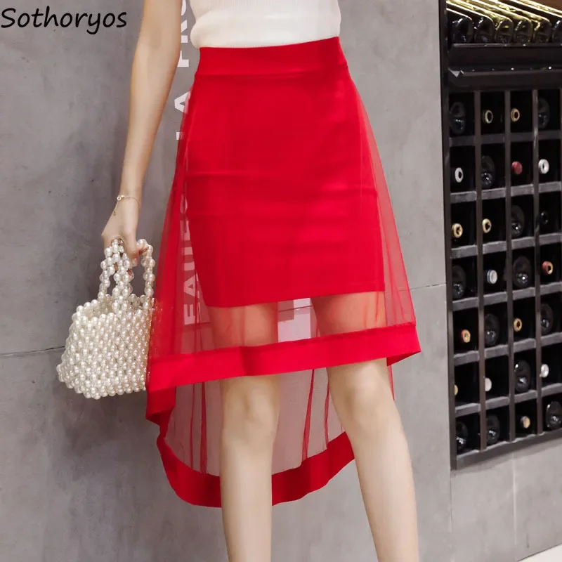 

Skirts Women Elegant All-match Ulzzang Streetwear Simple Spring Summer Korean Style Irregular Female Womens Skirt Chic Casual