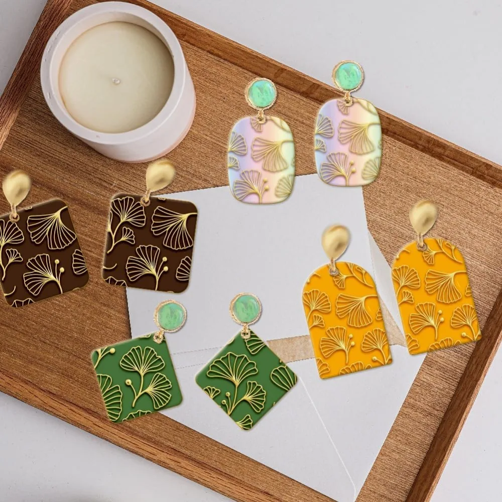 Ginkgo Biloba Clay Texture Mat Leaf Pattern Clay Modeling Pattern Pad Texture Sheets for Polymer Clay Making Earrings Jewelry