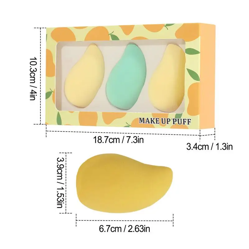 Cosmetic Blending Sponge 3X Beauty Blending Sponge Wet And Dry Use Portable Sponge Makeup Egg For Eyes Noses Forehead Chin