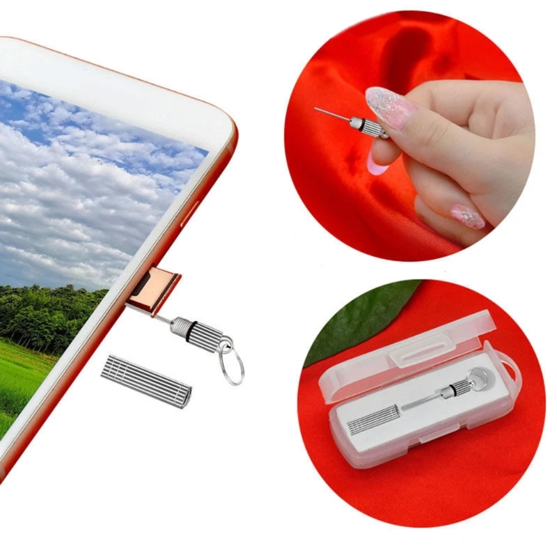 SIM Card Removal Needle Pin & Anti-lost Tray Charm Keychain Split Rings-Phone SIM Card Storage-Case Ejecter Tool Needles