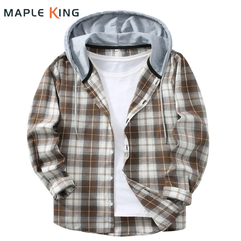 

Осенняя одежда 2025 года, мужские бледные рубашки, с капюшоном на шнурке, Camisas Hombre, с длинным рукавом, в стиле хип-хоп, рубашка большого размера для пар, винтажная рабочая одежда