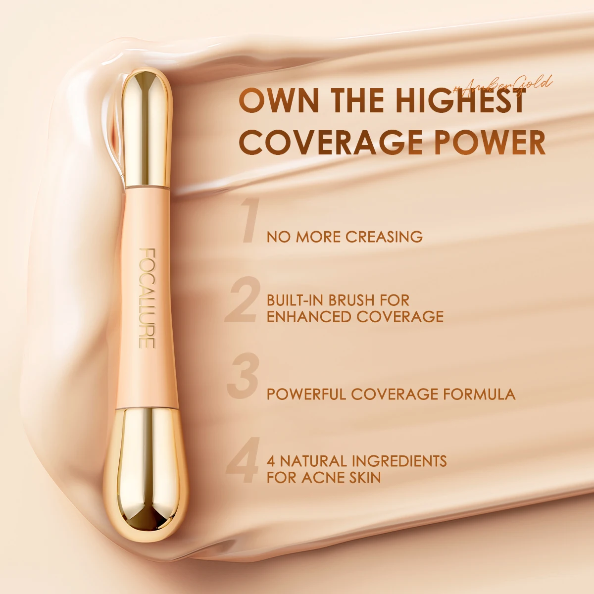 FOCALLURE Matte Flawless Face Concealer Long-lasting Full Coverage Concealing Liquid Foundation Cream for Face Makeup Cosmetics