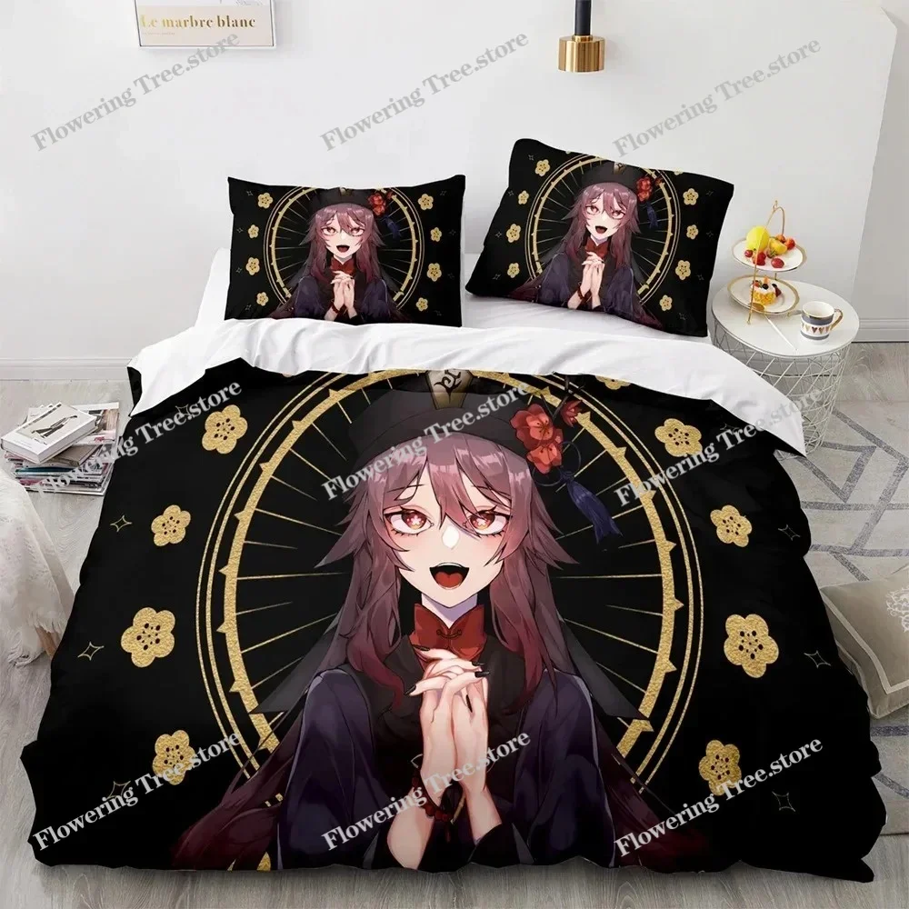 Genshin Impact Bedding Set Single Twin Full Queen King Size Game Anime Bed Set Aldult Kid Bedroom Duvetcover Sets 3D Anime