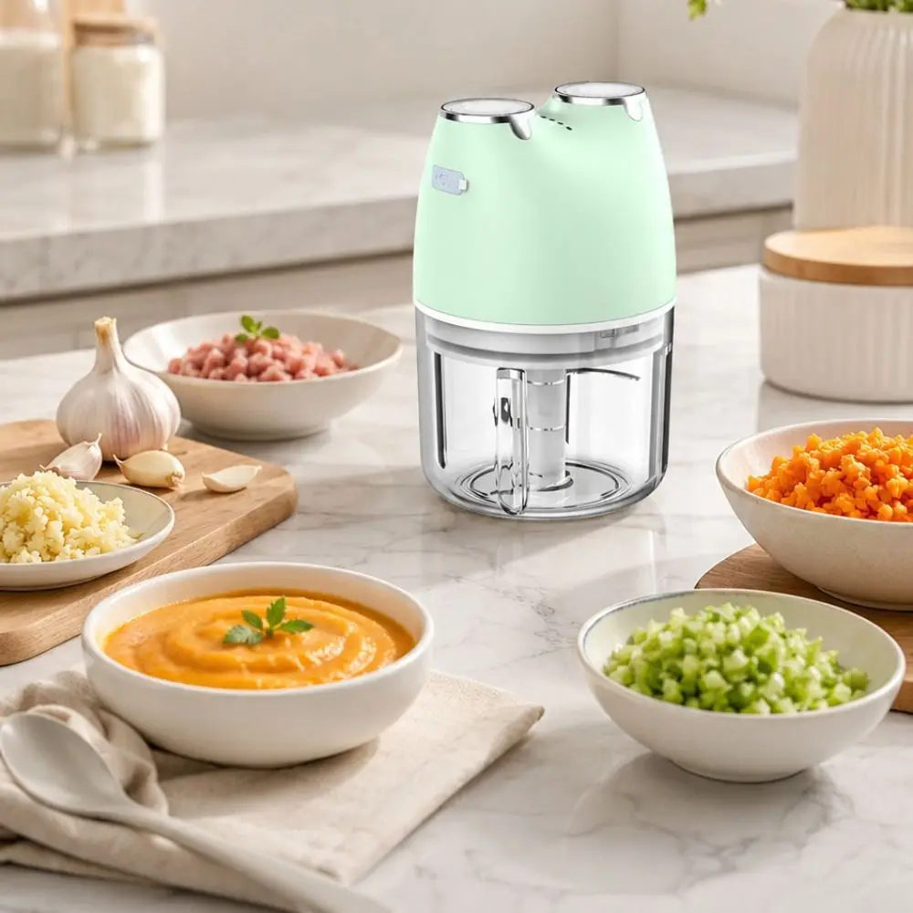 USB Rechargeable Garlic Chopper Cordless Wireless Electric Garlic Mincer Multi-Function 300ml Capacity Food Processor view 5