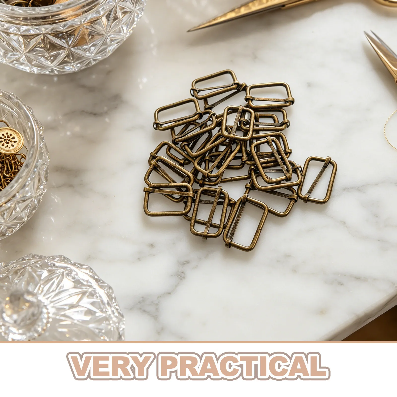 25Pcs Brass Adjustable Slide Buckle Metal Purse Strap Hardware Bag Making Supplies Wallet Buckles for Straps Backpack