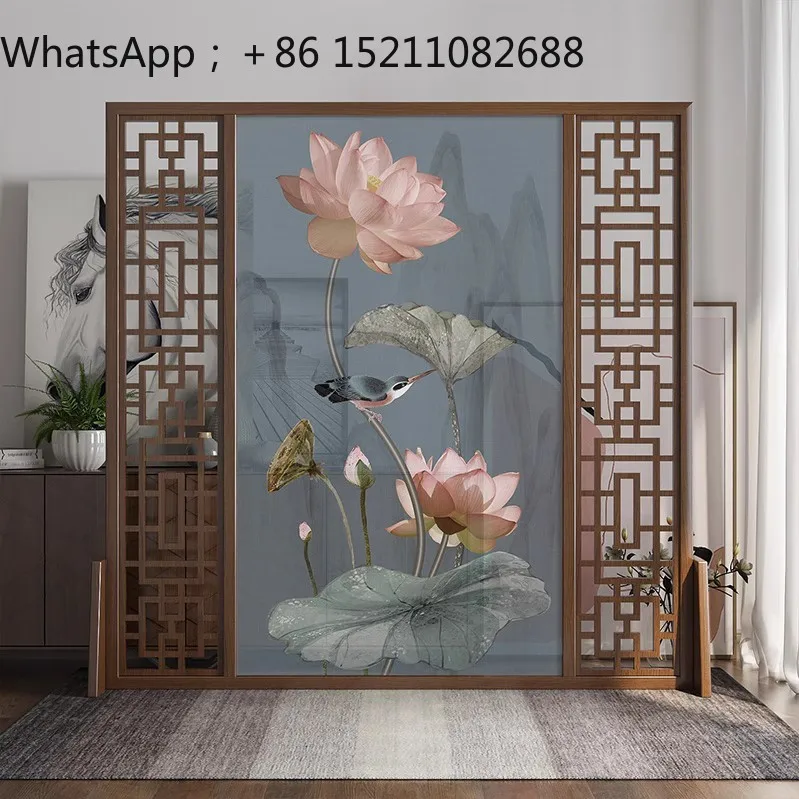 SCY screen partition living room bedroom door block home entrance office solid wood mobile plum blossom tea room