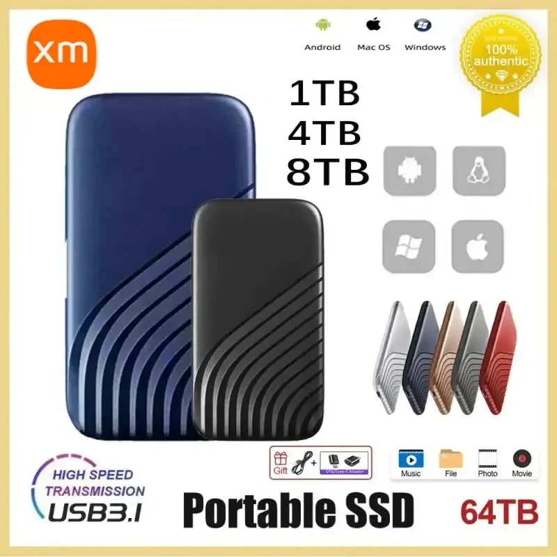 For Xiaomi Portable SSD 1TB USB 3.1 Mobile Solid State Drive Type-C External Hard Disk Storage Device For Mac Desktop