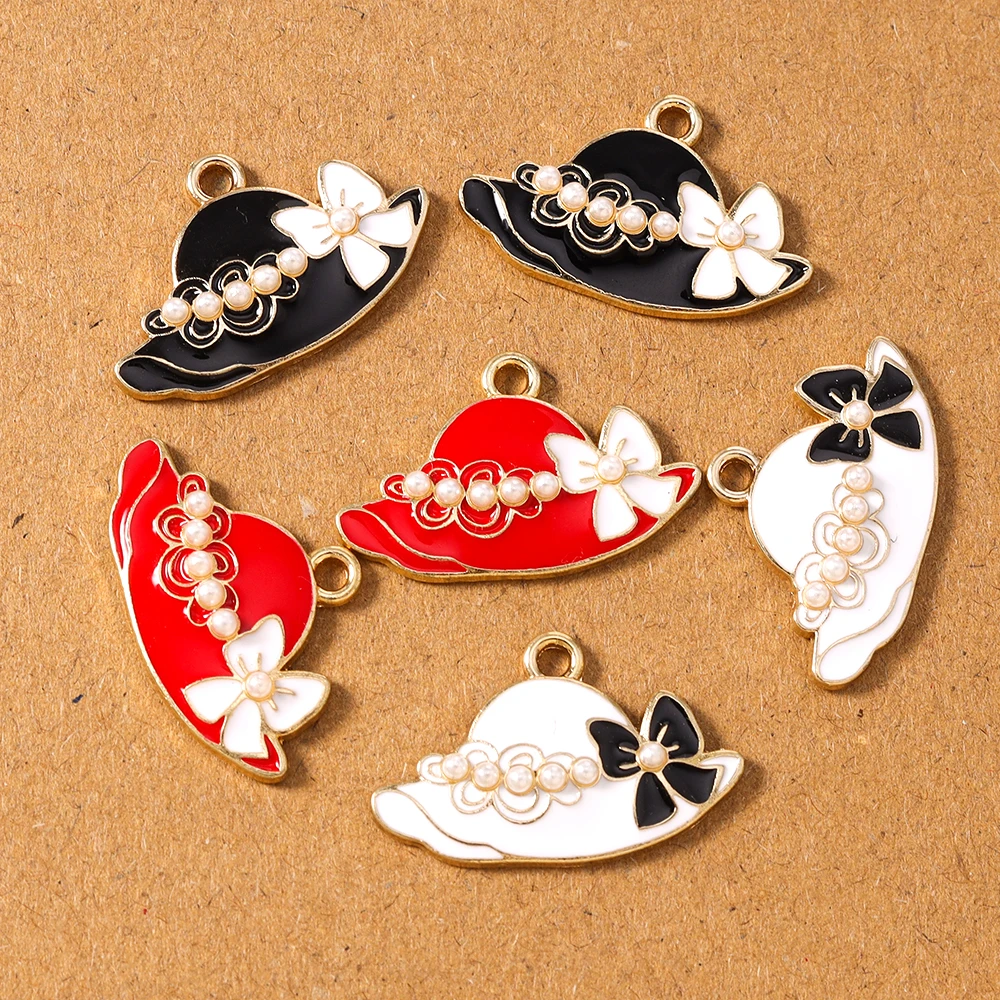 จี้รูปโบว์ประดับมุกน่ารัก 10 ชิ้น สำหรับทำเครื่องประดับ สร้อยคอ ต่างหู กำไลข้อมือ DIY อุปกรณ์ทำมือ