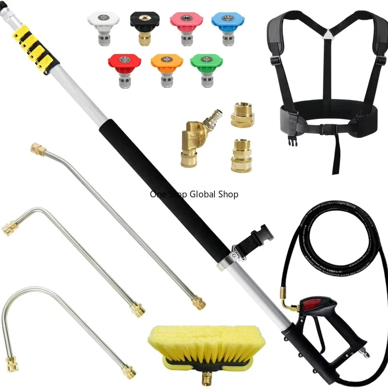 Pressure Washer Extension Rod, Ground 24 Gutter Cleaning Tool with Brush, Pressure Washer Extension Rod