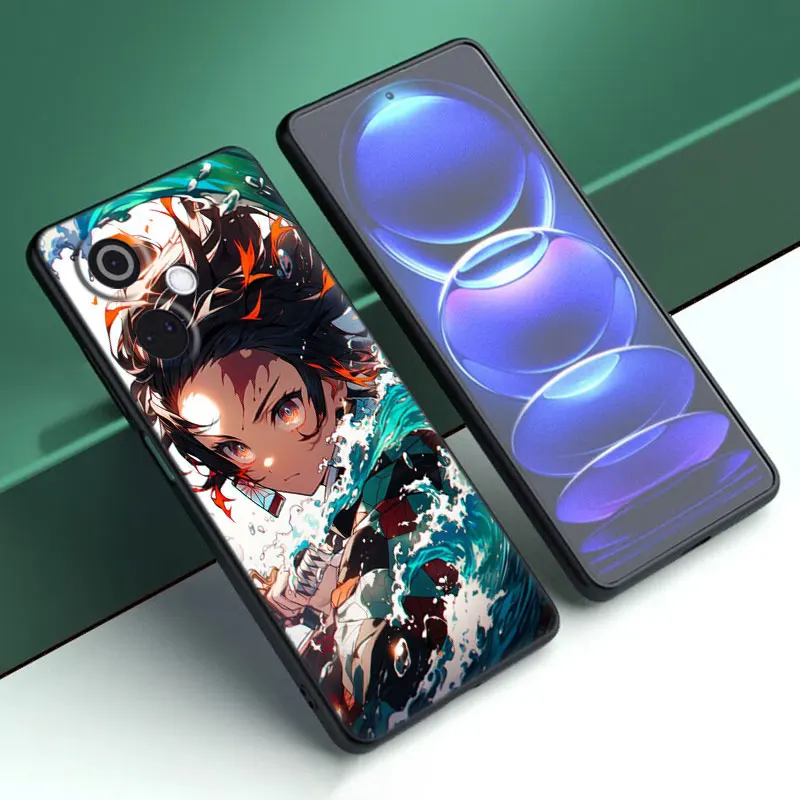 غطاء كرتون أنيمي لـ OnePlus ، Tanjiro Kamado ، جراب هاتف أسود ، مناسب لـ Nord CE3 Lite 3 ، 12 ، 11 ، 2T ، N30 ، CE2 ، N300 ، N200 ، 10 ، 9RT ، الآس ، 2V برو ، 5G