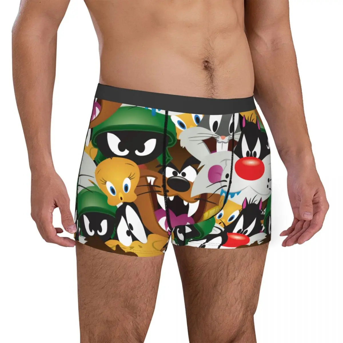 Novelty Boxer LOONEY TUNES Bunny Tasmanian TAZ Cartoon Pattern Shorts Panties Men Underwear Soft Underpants for Male Plus Size