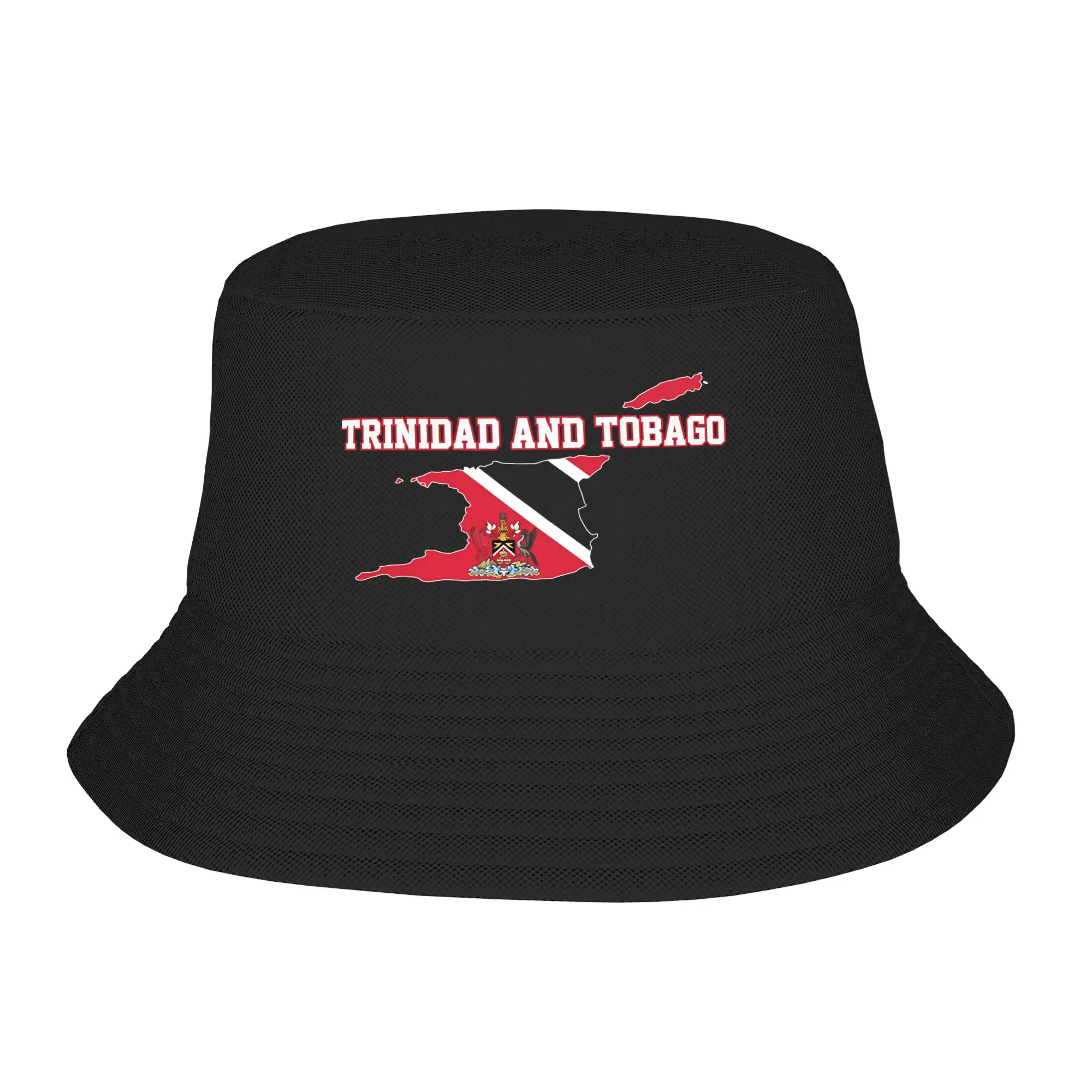 Trinidad And Tobago Flag Country Map Bucket Hat Summer  Classic Fisherman  Breathable Fishing Caps Outdoor Design Visor Hats