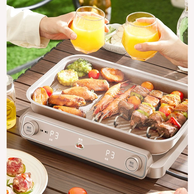Ultra-Thin Rapid-Boiling Electric Hot Pot - Household Split-Type Multi-Function Cooker, 2-in-1 Barbecue & Non-Stick Pot