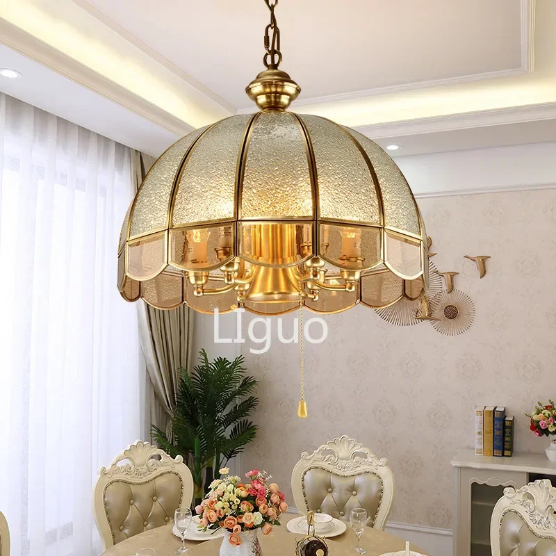 

American Copper Chandelier for Dining Bedroom Vintage European Style Hallway Bar Balcony Pendant Lighting Fixture Lamps