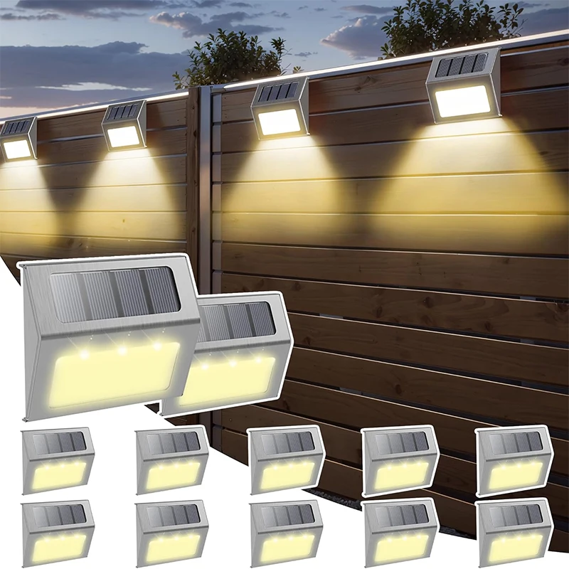 

Solar Deck Lights Fence Lights Outdoor Step Lights Waterproof Solar Lights for Railing Stairs Step Fence Yard Patio and Pathway