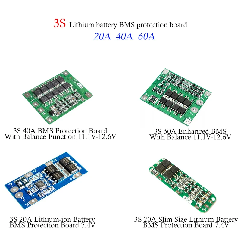 3s 7.4V 8.4V 11.1V 12V 12.6V 18650 lithium battery BMS Overcharging overcurrent short circuit charging protection board