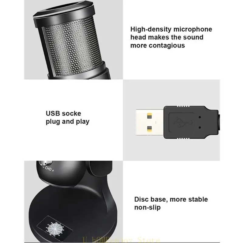 B0KF RGB Colorida Micrófono condensador USB para grabar chat computadora PC cantando