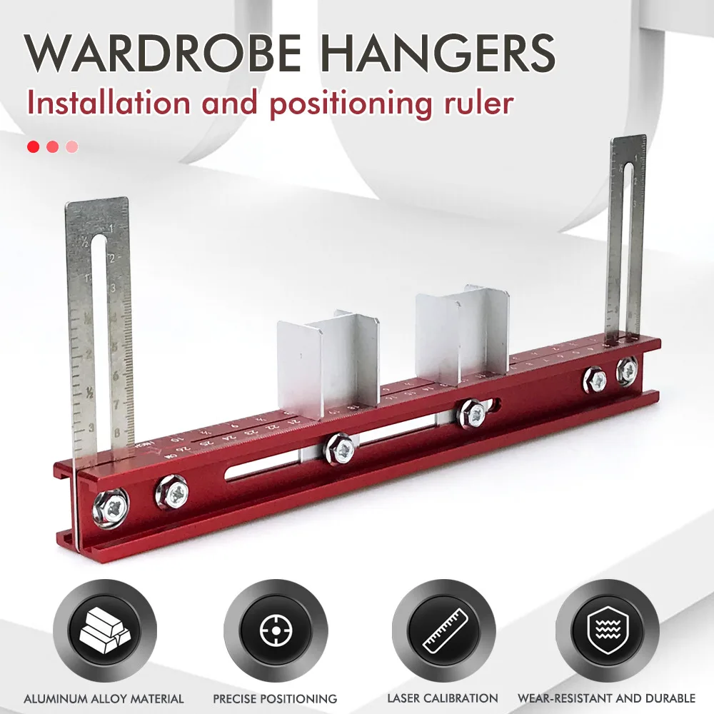 

Punching Positioning Ruler for Wardrobe Boom Installation Carpentry Aluminium Alloy Drilling Locator Suspension Rod Install Tool