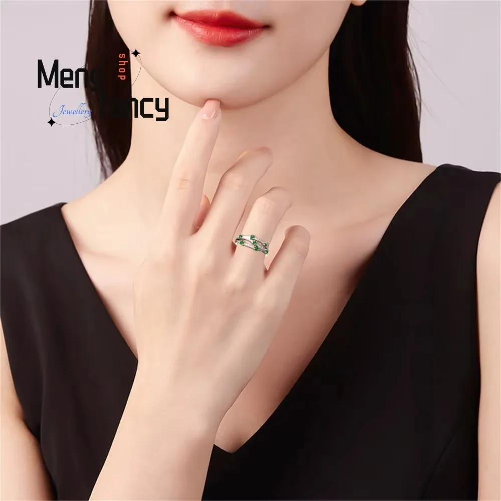 السلع الطبيعية A-السلع الجاديت يانغ الأخضر الدائري الجليد اليشم S925 الفضة البطانة قابل للتعديل أنيقة رائعة زوجين مجوهرات الأزياء الفاخرة #5